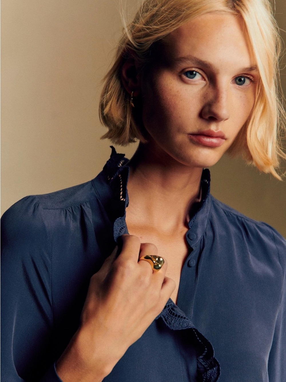 Sezane Chlo Buttondown Navy SZ 40 NWOT - Picture 3 of 9